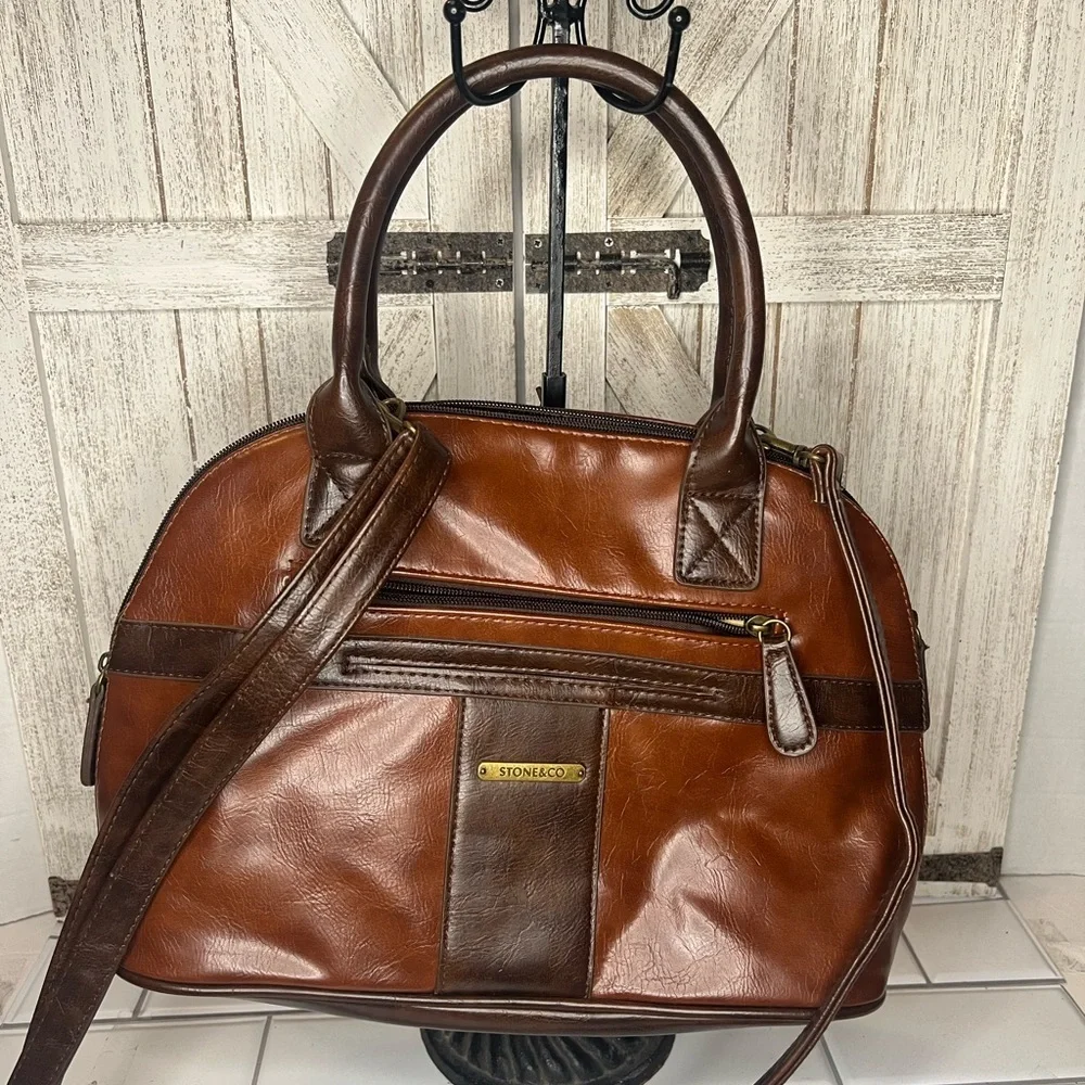 Stone & Co. Two-Tone bonded Leather Satchel